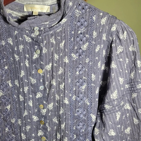 Love shack fancy embroidered eyelet lace floral button blouse purple small - Picture 2 of 9